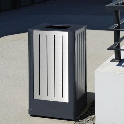 Portarifiuti pubblico - FUSION - univers & cité | mobilier urbain - in acciaio / in acciaio inossidabile spazzolato / con coperchio