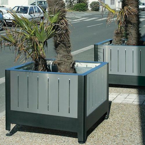 Fioriera in acciaio inossidabile - FUSION - univers & cité | mobilier urbain - in acciaio / quadrata / ad altezza regolabile