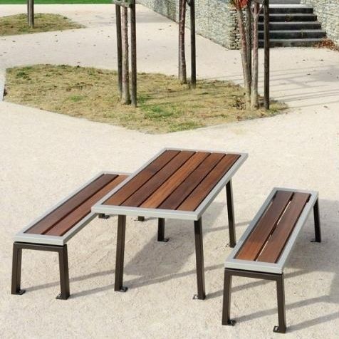 Tavolo contemporaneo - ZÉO - univers & cité | mobilier urbain - in legno / in acciaio / con supporto in acciaio