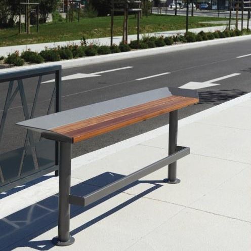 Panca per spazi pubblici contemporanea - ORIA  - univers & cité | mobilier urbain - in legno / in acciaio / senza schienale