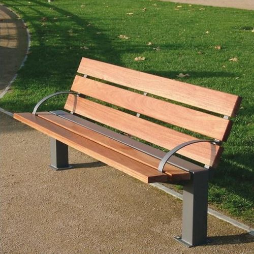 Panca per spazi pubblici contemporanea - CLASSICO  - univers & cité | mobilier urbain - in legno / in acciaio / con schienale