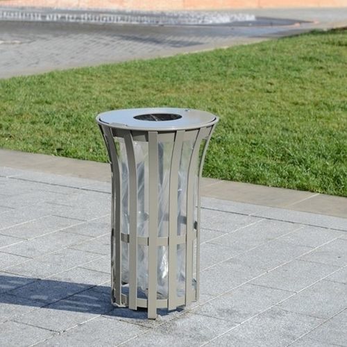 Portarifiuti pubblico - Cargo - univers & cité | mobilier urbain - in acciaio con rivestimento a polvere / antiterrorismo / senza coperchio