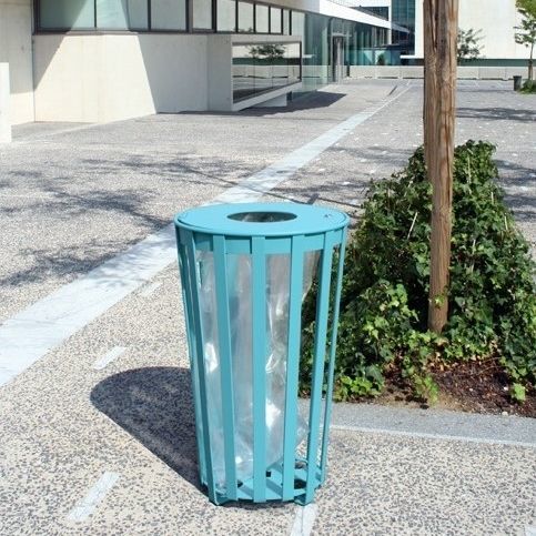 Portarifiuti pubblico - Silo - univers & cité | mobilier urbain - in acciaio verniciato / antiterrorismo / con coperchio