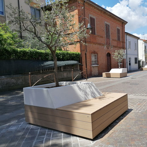Fioriera in calcestruzzo - LAYER - VASART URBAN DESIGN - in legno / in acciaio inossidabile / quadrata