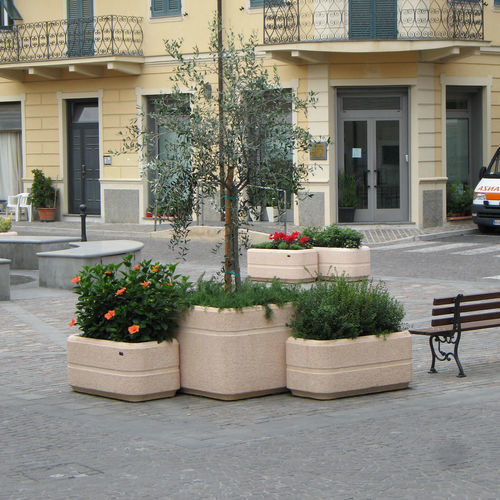 Fioriera in calcestruzzo - QUARZO - VASART URBAN DESIGN - in legno / quadrata / a forma di L