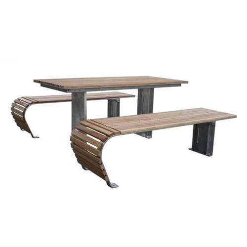 Tavolo da picnic contemporaneo - JUMP - VASART URBAN DESIGN - in legno / con supporto in metallo verniciato / rettangolare