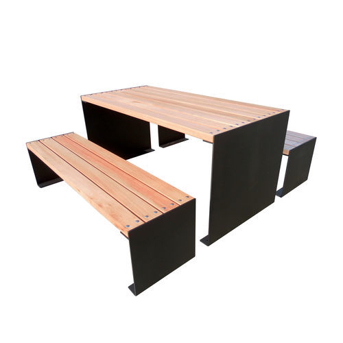 Tavolo da picnic contemporaneo - PARK - VASART URBAN DESIGN - in legno / con supporto in metallo verniciato / rettangolare