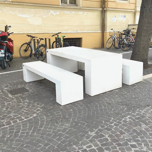 Tavolo da picnic contemporaneo - STATION - VASART URBAN DESIGN - in calcestruzzo / con supporto in calcestruzzo / rettangolare