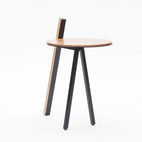 Tavolo d'appoggio design minimalista - ORION - SOCA - in legno / con supporto in metallo / rotondo
