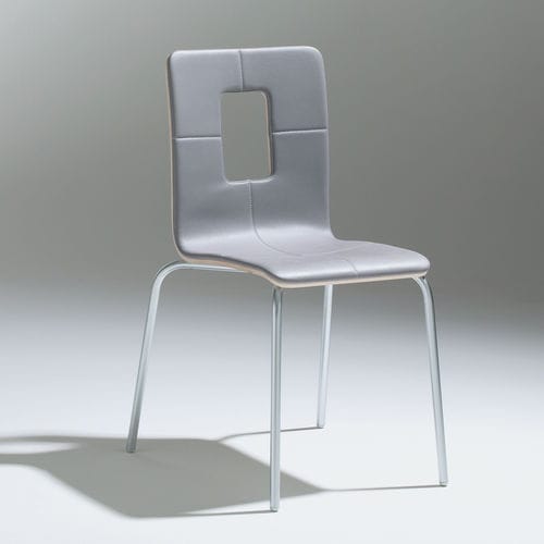 Sedia da ristorante contemporanea - MAGIC WINDOW - SOCA - da interno / in pelle / in metallo cromato