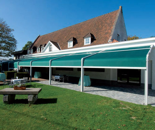 Pergola addossata - TERRACLIM - FRANCIAFLEX - in alluminio / con copertura in tela / su misura