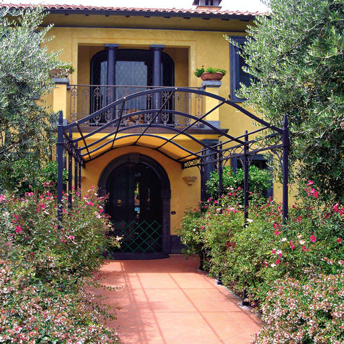 Pergola autoportante - NOVECENTO - UNOSIDER - in ferro modellato / con copertura in tela / su misura