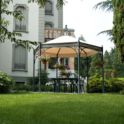 Gazebo in acciaio - NOVECENTO ESAGONO - UNOSIDER - tetto in tela / contract
