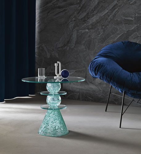 Tavolo d'appoggio design originale - IL PAESE DELLE MERAVIGLIE - TONELLI Design - in vetro / rotondo / per uso residenziale