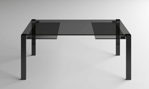 Tavolo da pranzo contemporaneo - LIVINGSTONE DARK  - TONELLI Design - in vetro temprato / con supporto in legno / con supporto in metallo