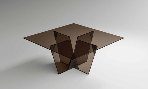 Tavolo da pranzo contemporaneo - Crossover - TONELLI Design - in vetro / con supporto in metallo / rettangolare