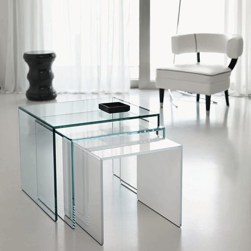 Tavolino estraibile contemporaneo - TRIO - TONELLI Design - in vetro / rettangolare / per uso residenziale
