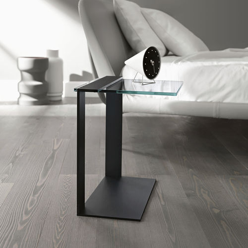 Tavolo d'appoggio contemporaneo - JOLIET - TONELLI Design - in vetro fumè / in metallo cromato / rettangolare