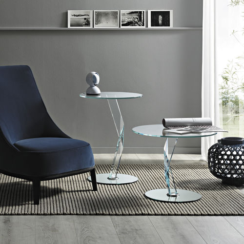 Tavolino design originale - BAKKARAT - TONELLI Design - in vetro / in metallo / rotondo