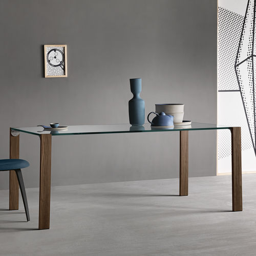 Tavolo da pranzo contemporaneo - LIVINGSTAND - TONELLI Design - in legno / in vetro / in pelle