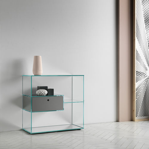 Scaffale contemporaneo - LIBER - TONELLI Design - in legno / in vetro / con cassetti