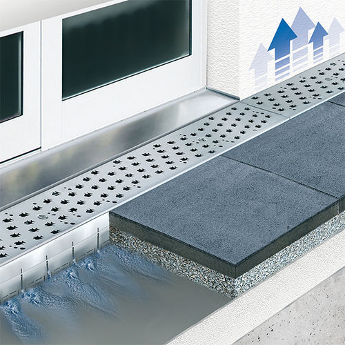 Canaletta con griglie - MEATEC - MEA Water Management - MEA Bautechnik GmbH - a fessura / in calcestruzzo a polimeri / griglia in acciaio inox