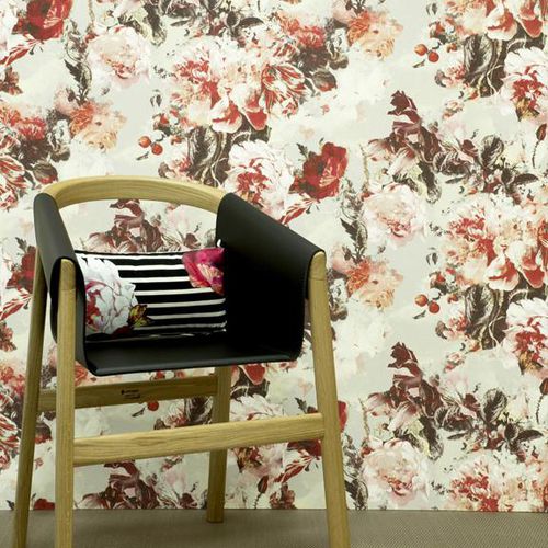 Carta da parati contemporanea - FLAMBOYANT - LELIEVRE - in vinile / con motivi floreali / aspetto tessuto