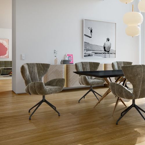 Sedia da pranzo contemporanea - CASSIA - BRETZ - da interno / in tessuto / con supporto in alluminio