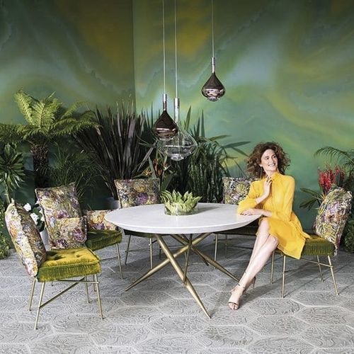 Sedia da pranzo contemporanea - OHLINDA - BRETZ - da interno / in tessuto / con supporto in acciaio