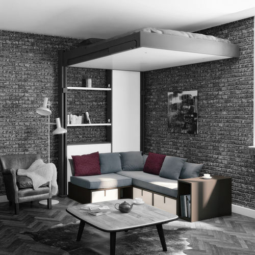 Letto sospeso - ECLECTIC  - ESPACE LOGGIA - singolo / contemporaneo / con contenitore