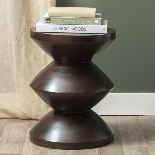 Tavolo d'appoggio contemporaneo - Totem - KARLSSON CLOCKS - in legno / con supporto in legno / rotondo