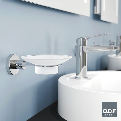 Portasapone da parete - 7266 01 01 - ODF Paris - in ottone cromato / in vetro / per hotel