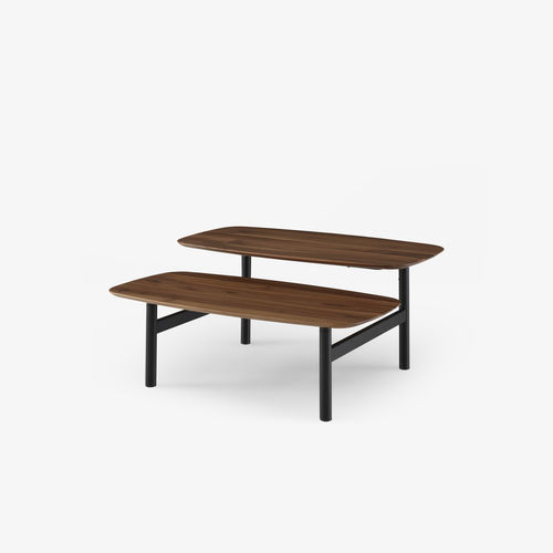 Tavolino basso minimalista - PANTOGRAPHE - CINNA - in legno / con supporto in metallo laccato / ovale