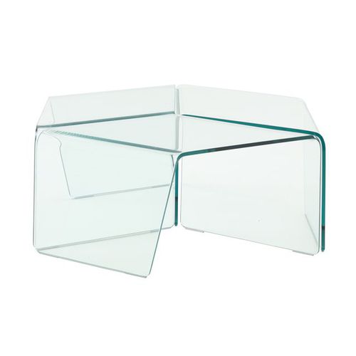 Tavolino basso contemporaneo - ROSIS - CINNA - in vetro curvato / con supporto in vetro / quadrato