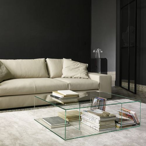 Tavolino basso contemporaneo - SALDO - CINNA - in vetro / con supporto in vetro / rettangolare
