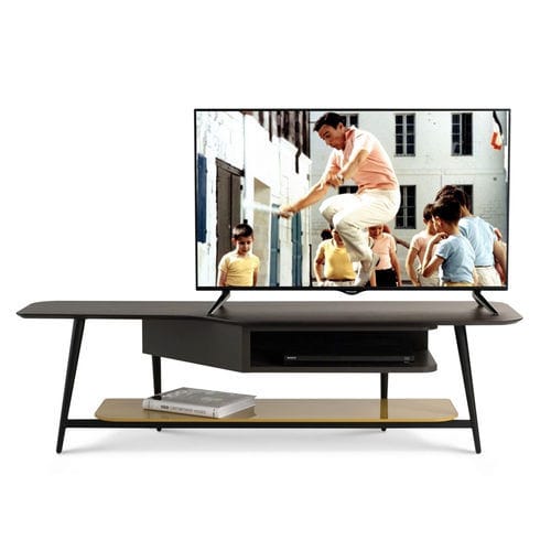 Mobile porta TV contemporaneo - OCTET - ROCHE BOBOIS - con supporto per lettore DVD / in vetro laccato / in metallo laccato