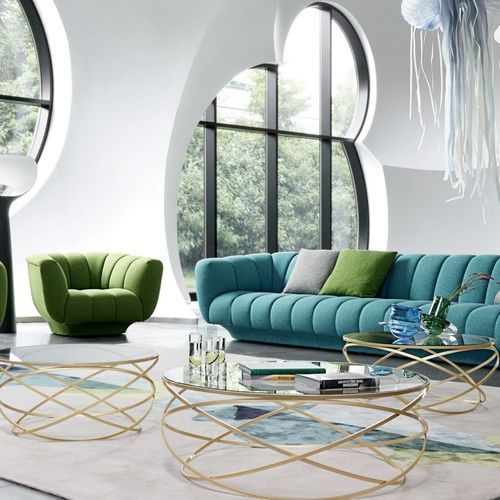 Tavolino basso contemporaneo - EVOL - ROCHE BOBOIS - in vetro fumè / con supporto in acciaio inossidabile / rotondo