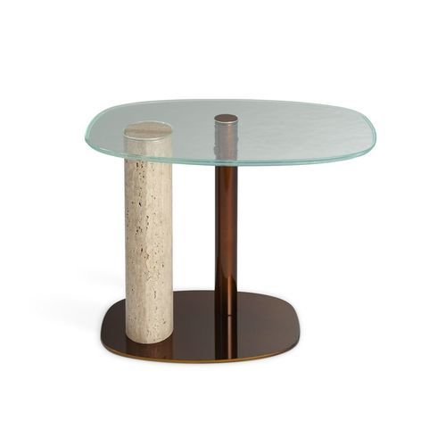 Tavolo d'appoggio contemporaneo - SILO - ROCHE BOBOIS - in vetro / con supporto in metallo cromato / per uso residenziale