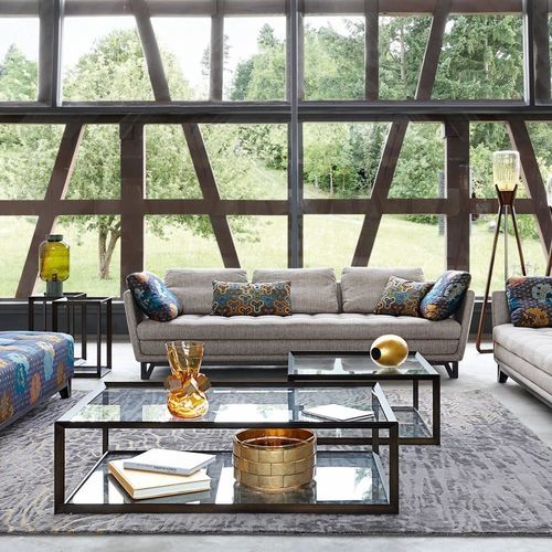 Consolle contemporanea - METALLICA - ROCHE BOBOIS - in vetro / con supporto in acciaio / rettangolare
