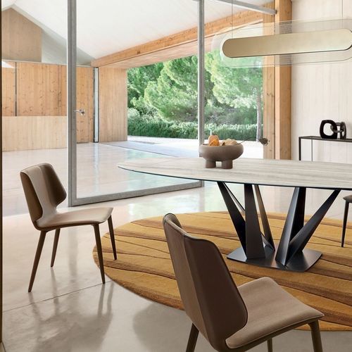 Sedia contemporanea - KASUKA - ROCHE BOBOIS - da interno / in tessuto / in pelle