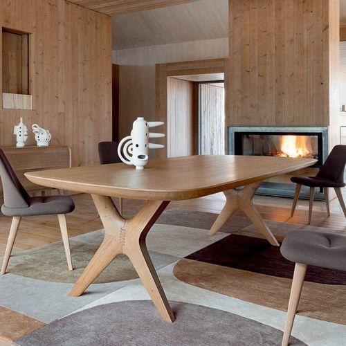 Tavolo da pranzo contemporaneo - WHISPER - ROCHE BOBOIS - impiallacciato in legno / in MDF / con supporto in quercia