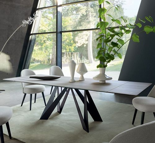 Tavolo da pranzo contemporaneo - CIGALE - ROCHE BOBOIS - in ceramica / con supporto in acciaio / rettangolare