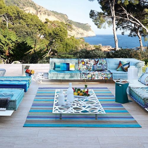 Tavolino basso contemporaneo - MAH JONG  - ROCHE BOBOIS - in metallo laccato / con supporto in metallo laccato / rettangolare