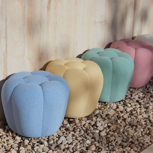 Pouf contemporaneo - APEX - ROCHE BOBOIS - in tessuto / tondo / da esterno
