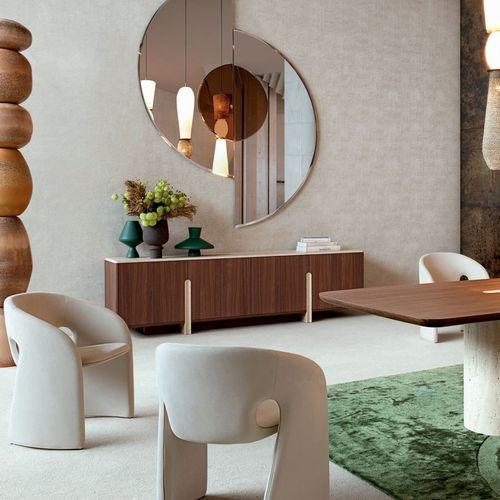 Credenza contemporanea - PALATINE - ROCHE BOBOIS - impiallacciata in legno / in MDF / in travertino