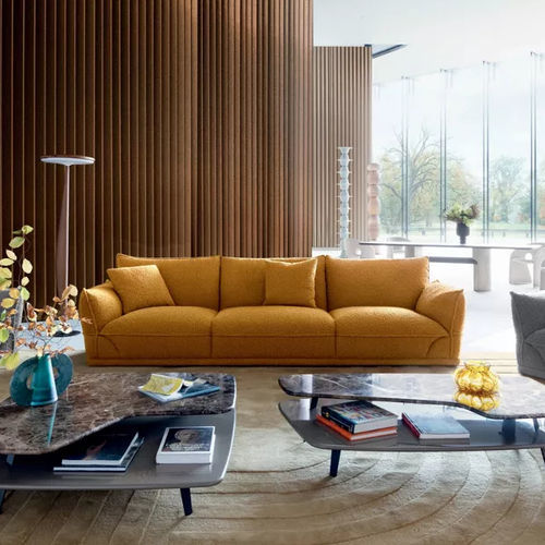 Divano contemporaneo - PALATINE - ROCHE BOBOIS - in tessuto / grigio / marrone