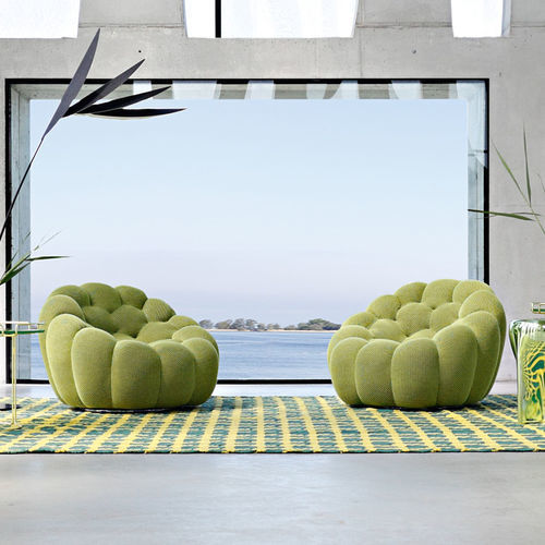 Poltrona contemporanea - BUBBLE - ROCHE BOBOIS - in tessuto / in abete / grigia