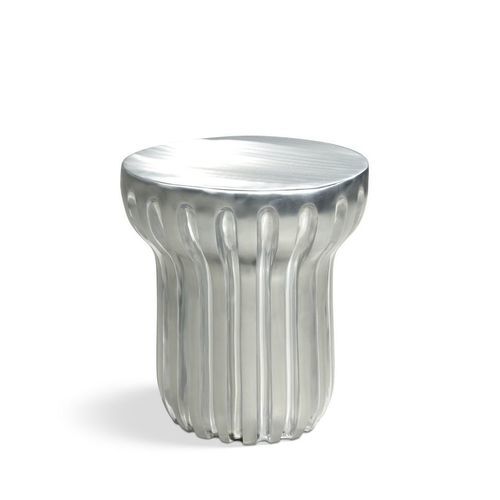 Tavolo d'appoggio contemporaneo - RADIAN - ROCHE BOBOIS - in ghisa di alluminio / con supporto in metallo / rotondo