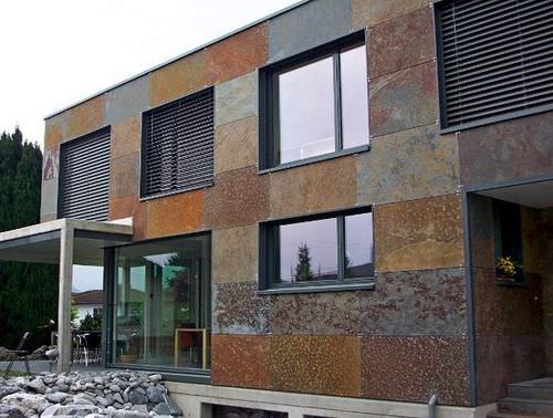 Rivestimento di facciata in fogli - IMPORTED SLATE AUTUMN - Ardesia Mangini A & D snc - ardesia / opaco / aspetto pietra