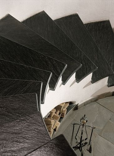 Scala a L - ITALIAN SLATE - Ardesia Mangini A & D snc - con gradini in pietra / con struttura in metallo / contemporanea